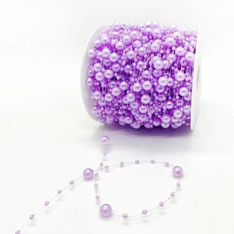 1yard Fishing Line Artificial Pearls Beads Chain Garland Flowers Wedding Party Decoration Brides Headgear 满天星鱼线珠链 (614L) - Image 25