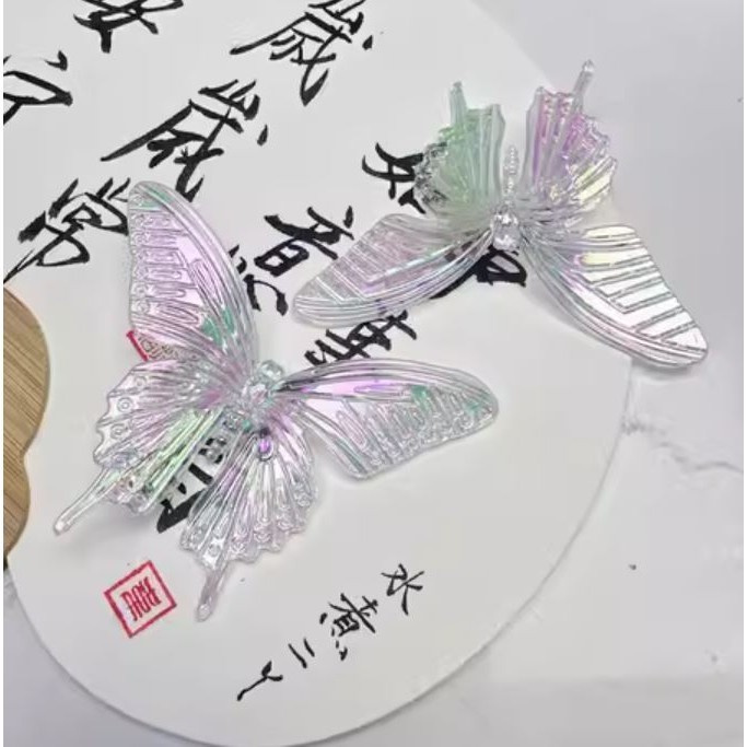 Mini Butterfly Hair Claws Transparent Resin Hair Claws Barrette Fashion Cute Sweet Hairpins 亚克力幻彩立体镭射蝴蝶(1172-2872L) - Image 22