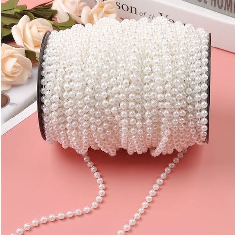 3/4/6/8/10/12/14mm Imitation Pearl Beads Line Chain Trim pearls for craft DIY Wedding Bride Bouquet Deco 圆型珍珠链条 (1171L) - Image 22