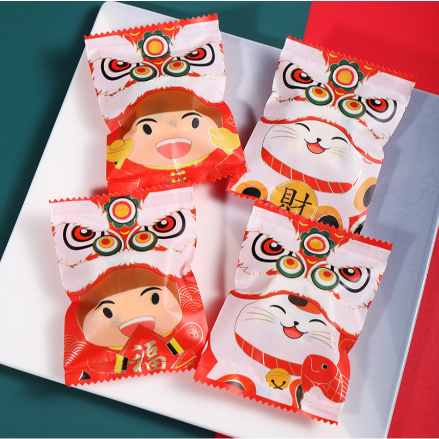 100/200pcs Chinese New Year Candy Bag Machine Sealed Bag For Nougat Cookies Chocolate Food Packaging 糖果袋 (2715L) - Image 26