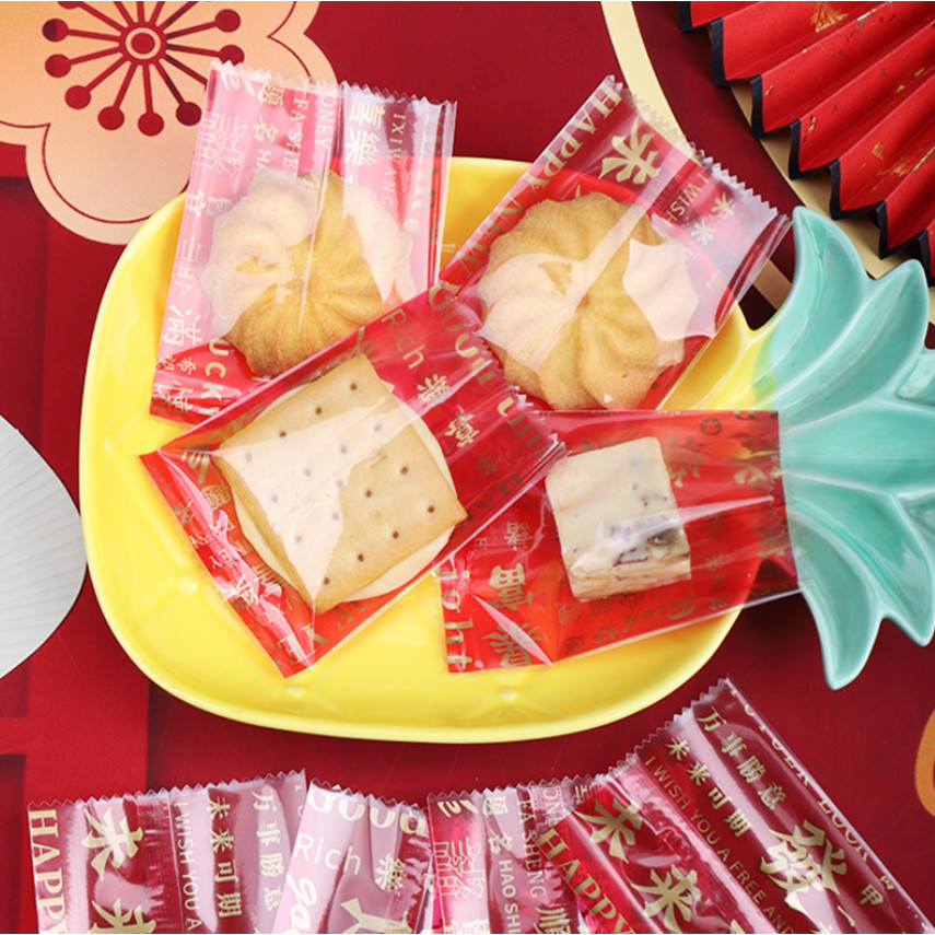 100/200pcs Chinese New Year Candy Bag Machine Sealed Bag For Nougat Cookies Chocolate Food Packaging 糖果袋 (2715L) - Image 27