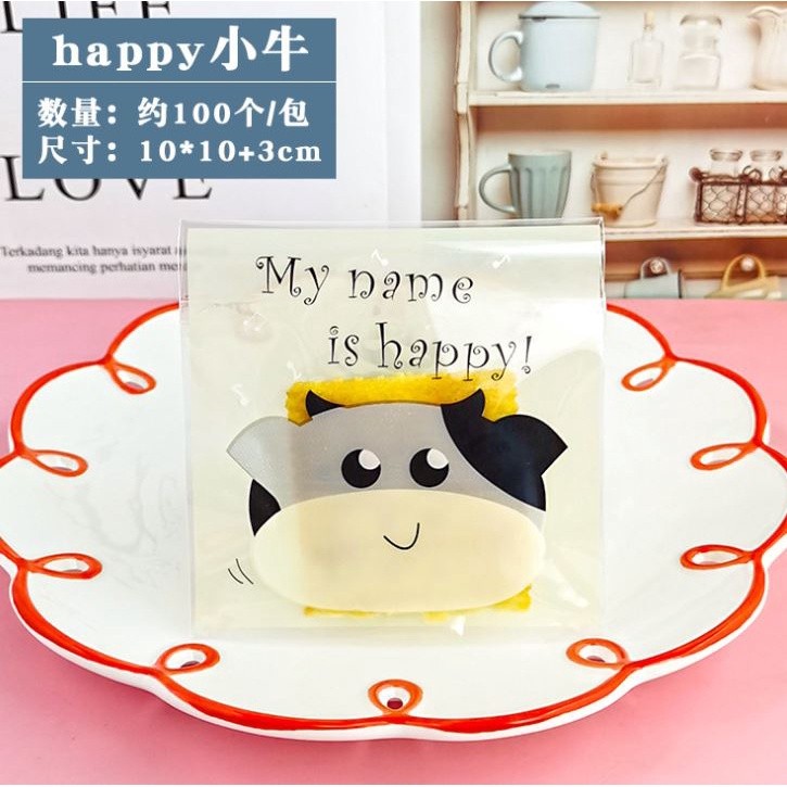 100pcs 10x10cm Cute Cartoon Gifts Bags Cookie Packaging Self-adhesive Plastic Bags For Biscuits Candy Food(164L) - Image 28