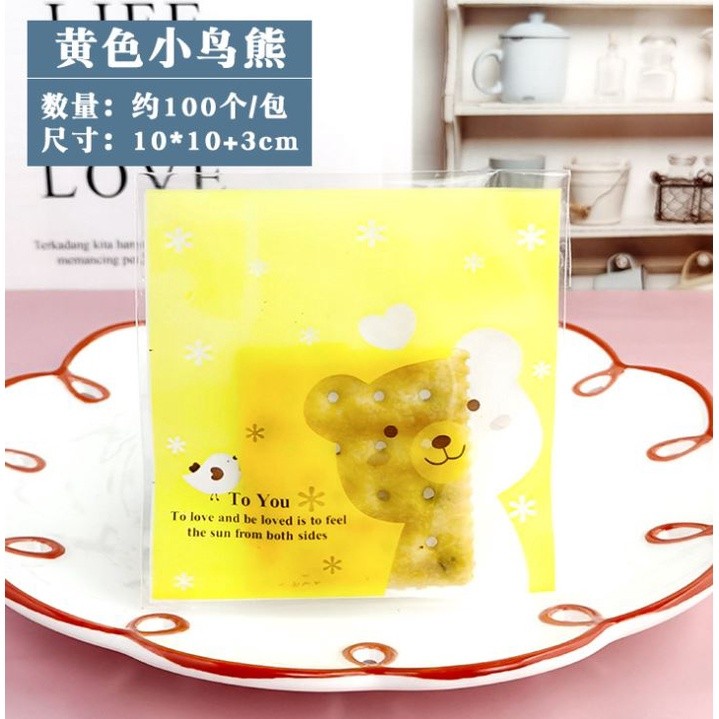 100pcs 10x10cm Cute Cartoon Gifts Bags Cookie Packaging Self-adhesive Plastic Bags For Biscuits Candy Food(164L) - Image 48