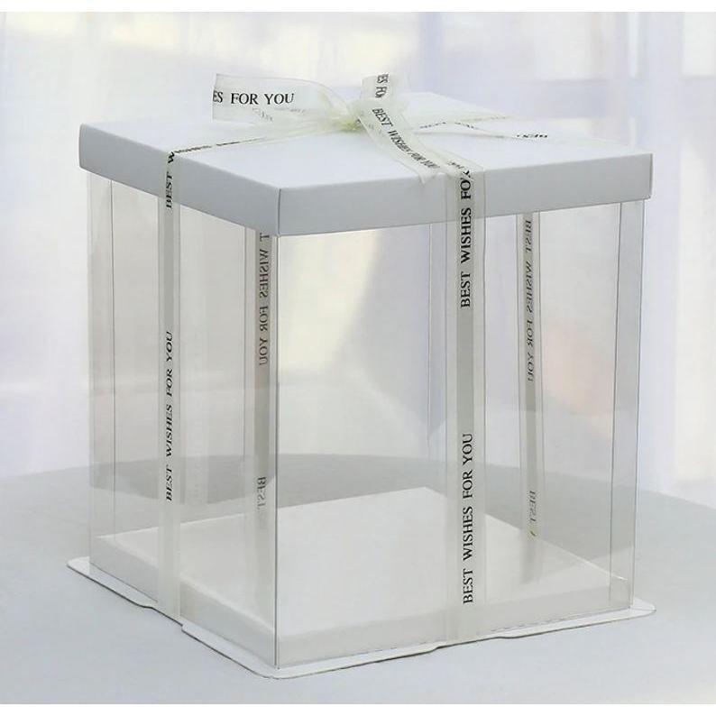 6/8/10inch Square Cake Box Transparent Clear Exhibition Storage Packing Plastic Festival Flower Wedding Birthday (980L) - Image 26