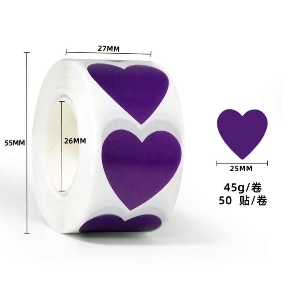 500pcs/roll or 50pcs 1inch color heart decorative wholesale label sealing roll adhesive sticker for gift box爱心贴纸 (3014L) - Image 23
