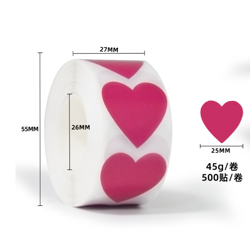 500pcs/roll or 50pcs 1inch color heart decorative wholesale label sealing roll adhesive sticker for gift box爱心贴纸 (3014L) - Image 26