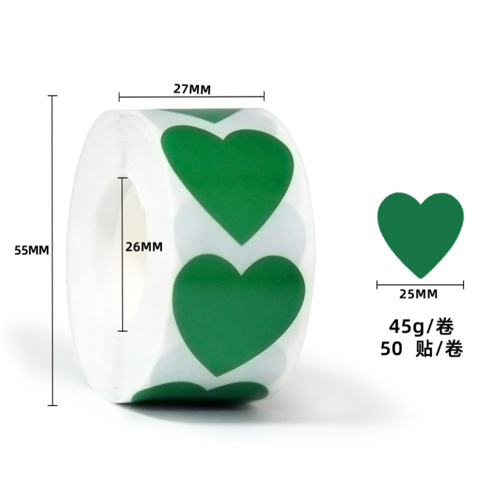 500pcs/roll or 50pcs 1inch color heart decorative wholesale label sealing roll adhesive sticker for gift box爱心贴纸 (3014L) - Image 27