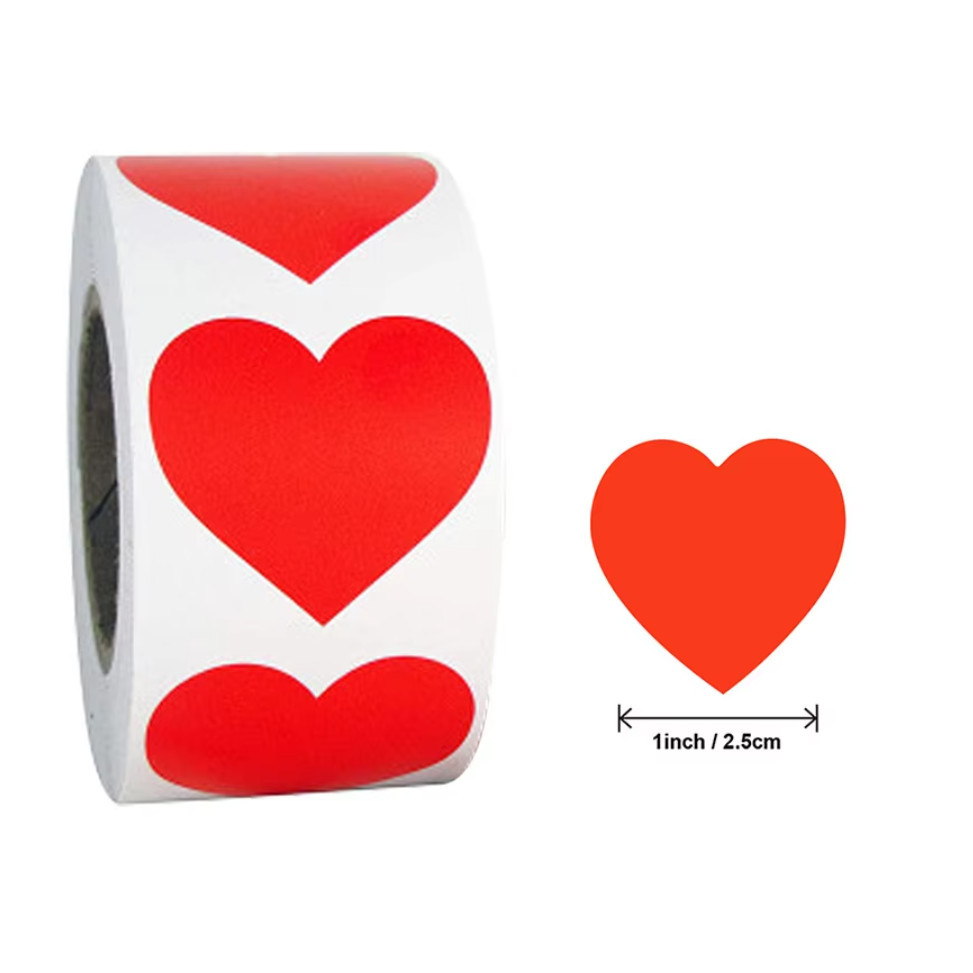 500pcs/roll or 50pcs 1inch color heart decorative wholesale label sealing roll adhesive sticker for gift box爱心贴纸 (3014L) - Image 28