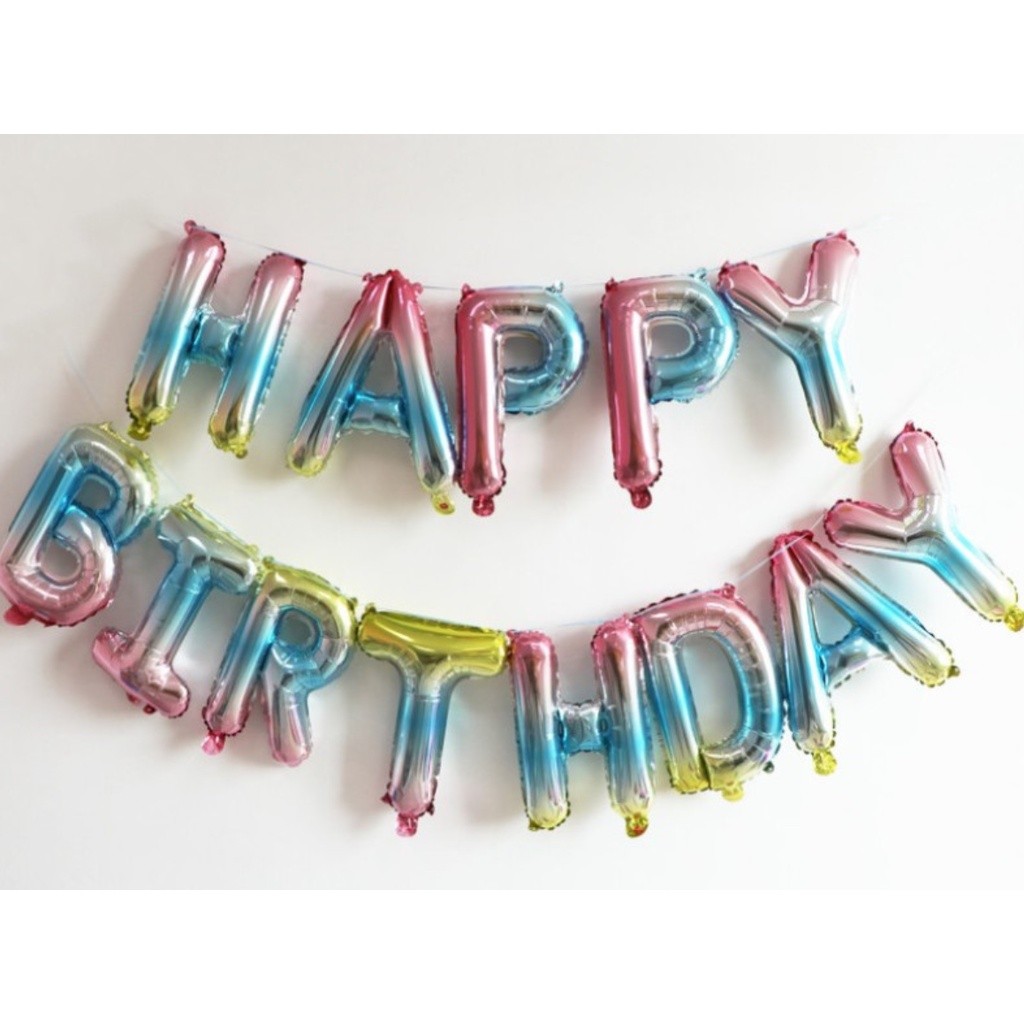16 inch variety of color rose gold silver happy birthday letter balloon 铝膜英文字母气球 (297L) - Image 21