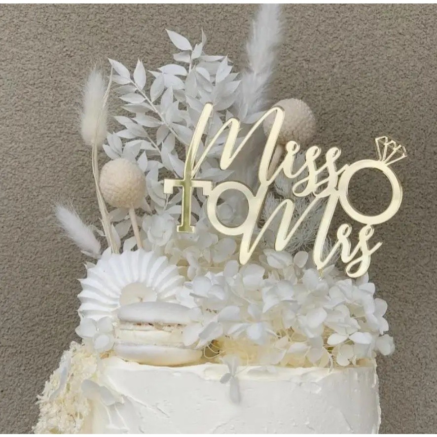 Wedding Acrylic Cake Topper Mr Mrs Wedding Decorations Acrylic Gold Cake Toppers Marriage Party Supplies (414L) - Image 24
