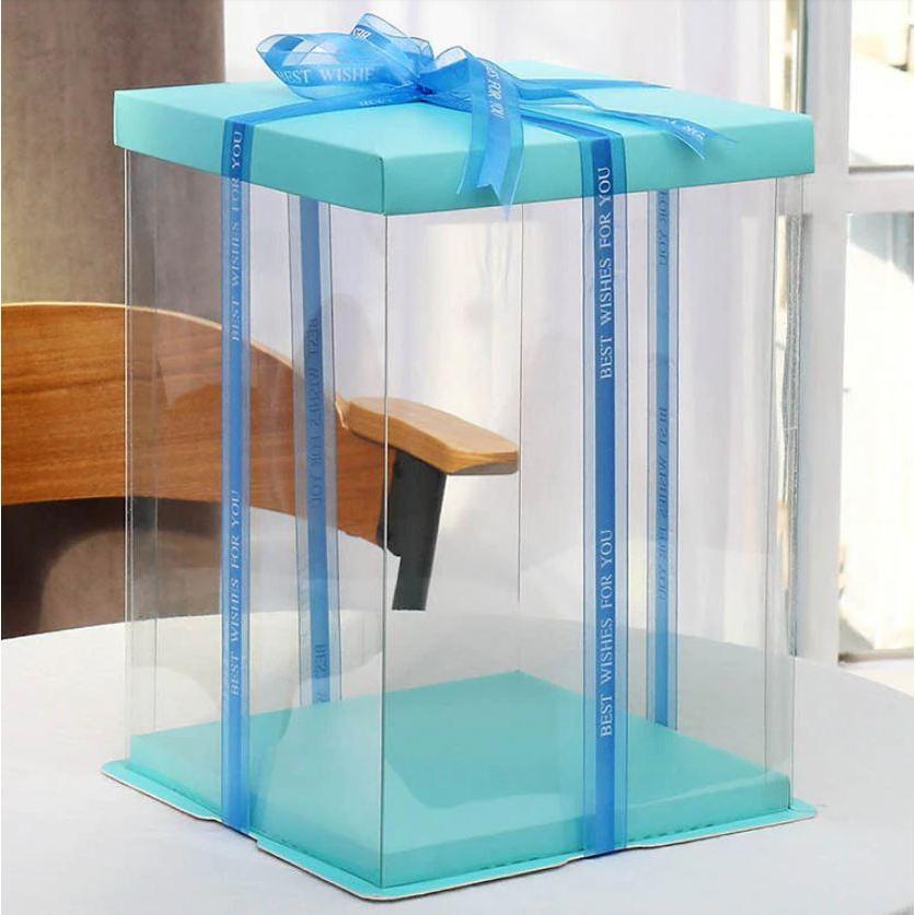 4/6/8/10/12inch Square Cake Box Child Birthday Cake Gift Packaging Toy rose bear flower gift box Transparent pack(908L) - Image 26