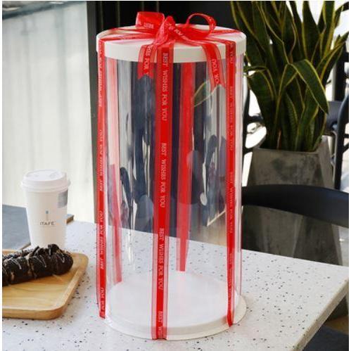 6/8/10 inch Transparent Empty White Paper/PVC Round Gift Box for Cake Box Teddy Bear Rose Bear Flower Rabbit Gift(897L) - Image 21