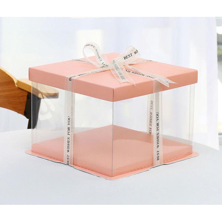 4/6/8/10/12inch Pink Lip And Base Transparent Rectangle Cake Box New Clear Gift Flower Cake Box Dustproof (905L) - Image 21