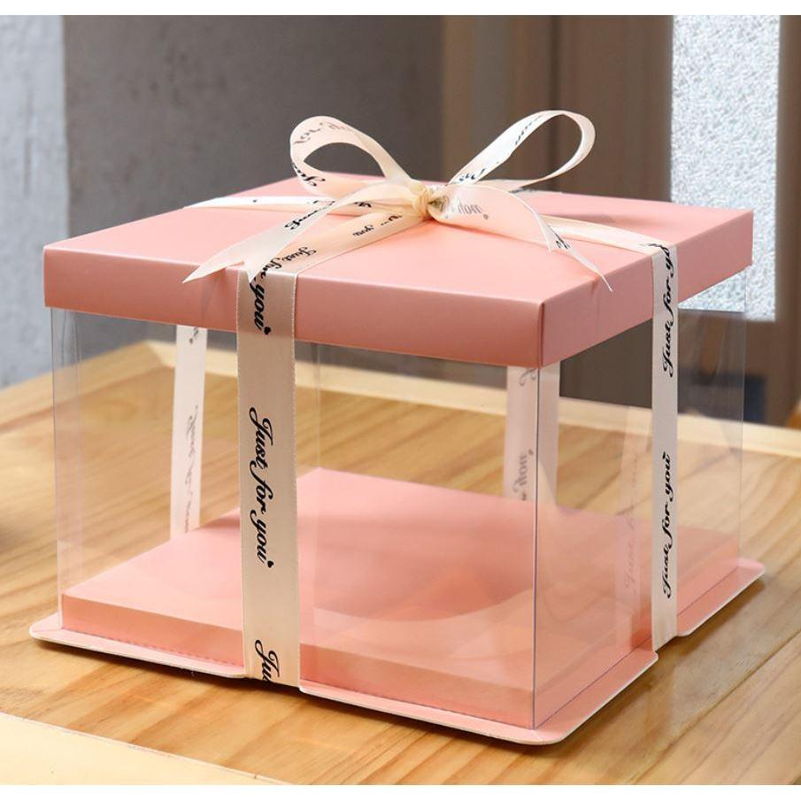 4/6/8/10/12inch Pink Lip And Base Transparent Rectangle Cake Box New Clear Gift Flower Cake Box Dustproof (905L) - Image 27