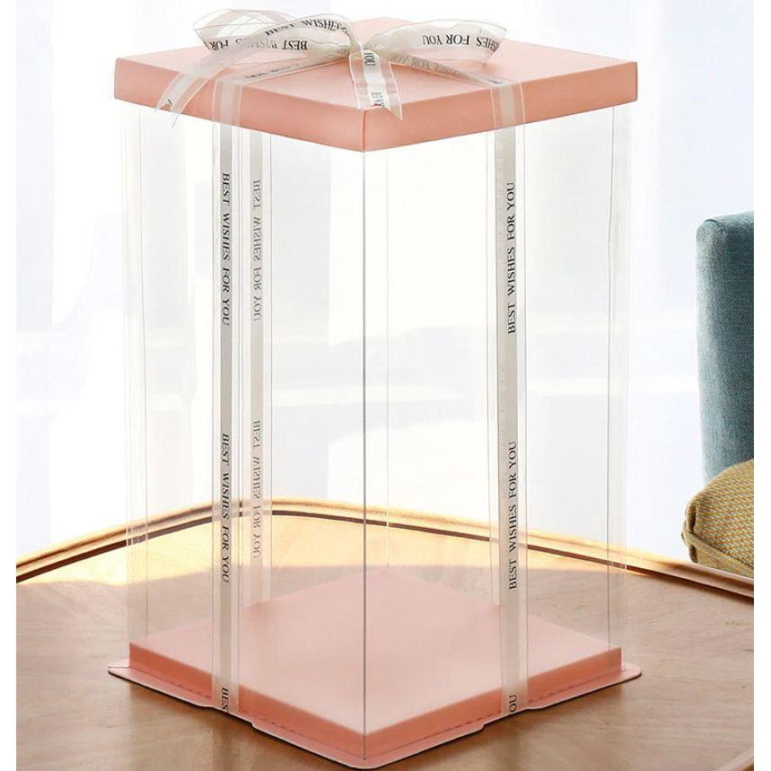 4/6/8/10/12inch Pink Lip And Base Transparent Rectangle Cake Box New Clear Gift Flower Cake Box Dustproof (905L) - Image 28
