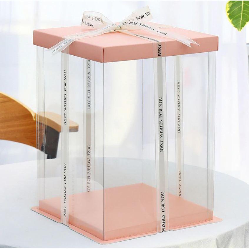 4/6/8/10/12inch Pink Lip And Base Transparent Rectangle Cake Box New Clear Gift Flower Cake Box Dustproof (905L) - Image 31