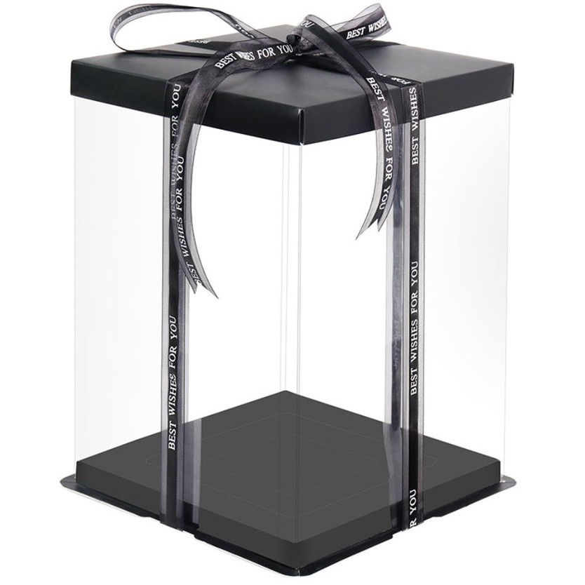 4/6/8/10/12inch Black And Base Transparent Rectangle Cake Box New Clear Gift Flower Cake Box Dustproof Packaging(906L) - Image 24