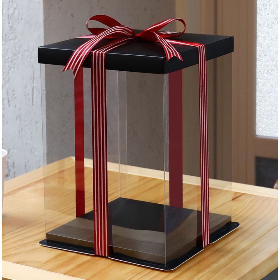 4/6/8/10/12inch Black And Base Transparent Rectangle Cake Box New Clear Gift Flower Cake Box Dustproof Packaging(906L) - Image 25