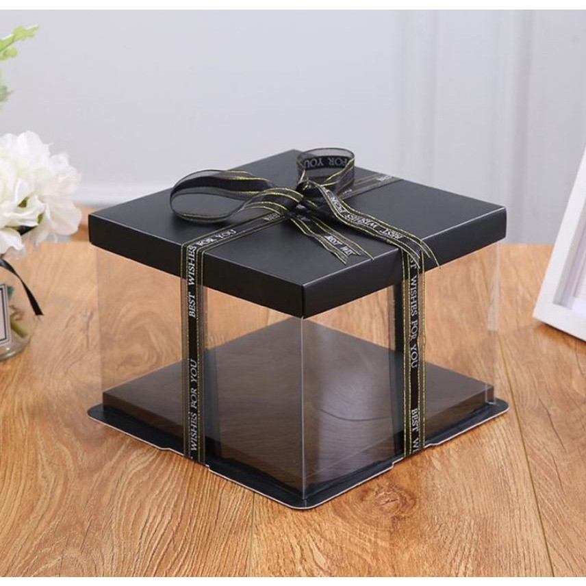 4/6/8/10/12inch Black And Base Transparent Rectangle Cake Box New Clear Gift Flower Cake Box Dustproof Packaging(906L) - Image 28