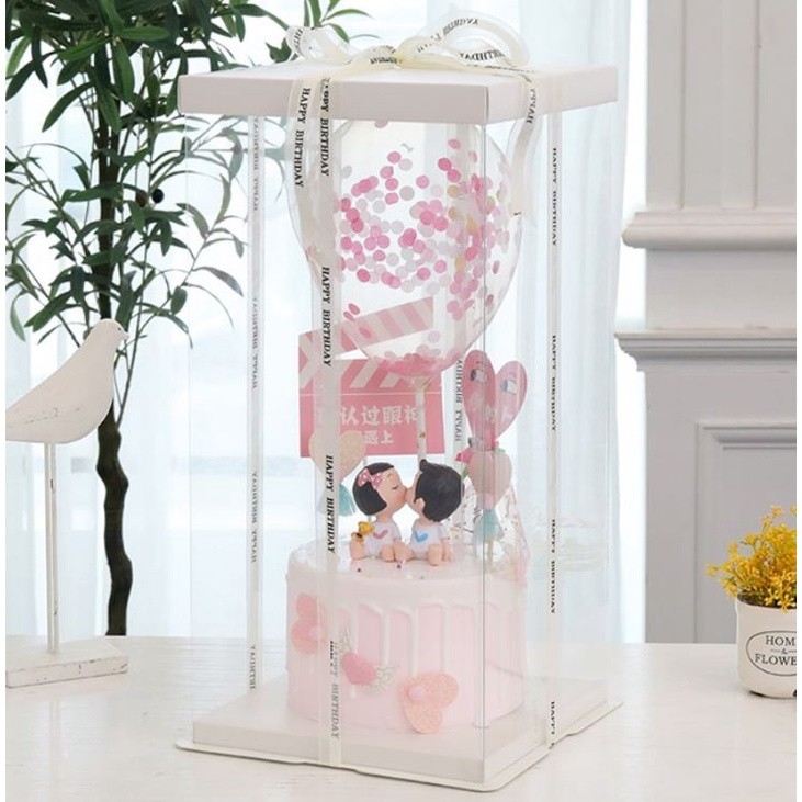 4/6/8/10/12inch White Paperboard Transparent cake box pvc flower packaging cake containers cake boxes(909L) - Image 30