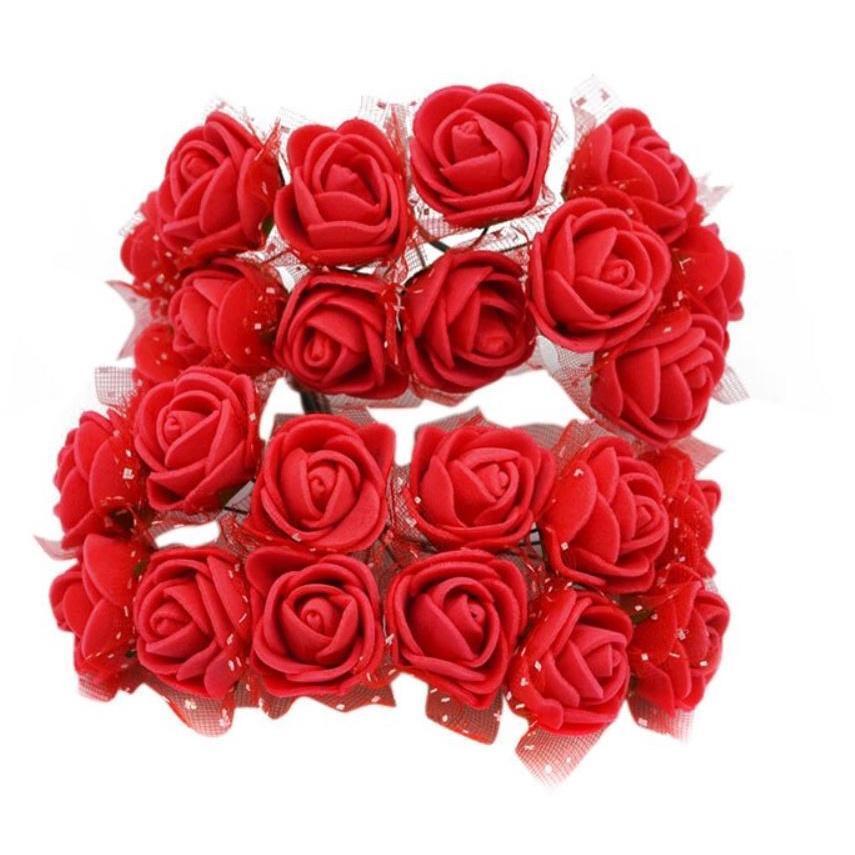 12pcs/pack 2cm Artificial PE Foam Flower Bouquet Mini Silk Rose Head DIY Teddy Bear Wreath Fake Flowers Decor(672L) - Image 21