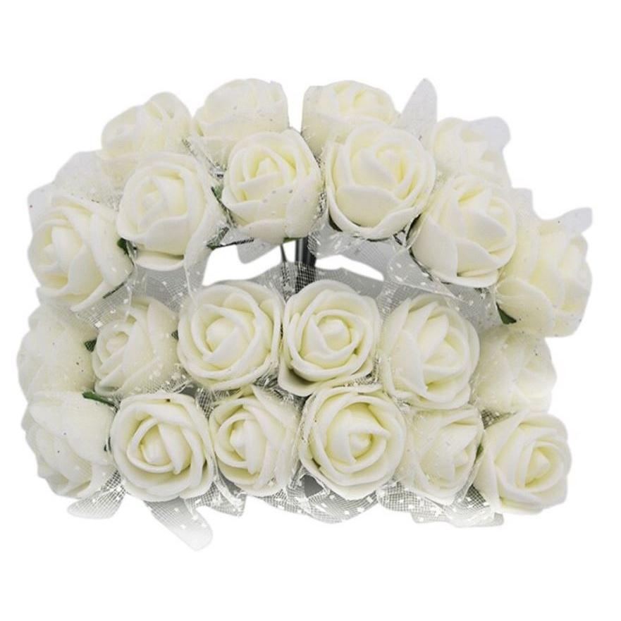 12pcs/pack 2cm Artificial PE Foam Flower Bouquet Mini Silk Rose Head DIY Teddy Bear Wreath Fake Flowers Decor(672L) - Image 22