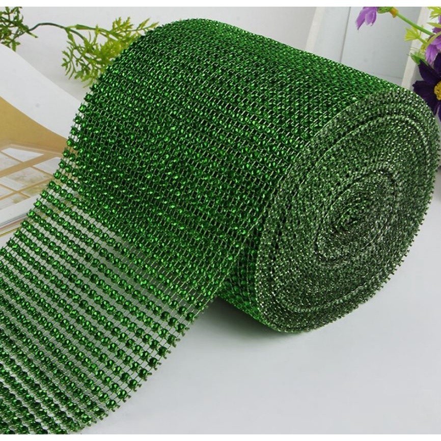 1yard Sparkling colorful Plated Diamond Mesh Wrap Crystal Rhinestone Ribbon Accessories (616L) - Image 21