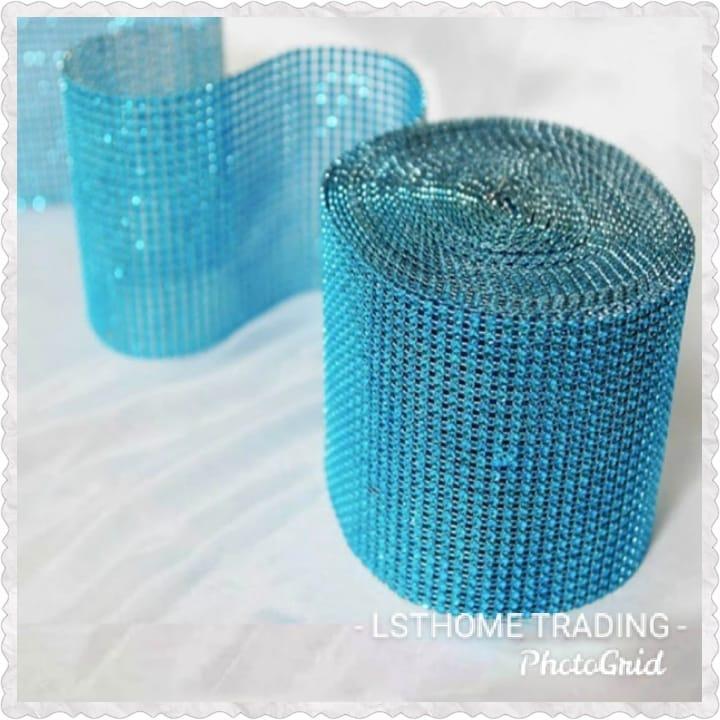 1yard Sparkling colorful Plated Diamond Mesh Wrap Crystal Rhinestone Ribbon Accessories (616L) - Image 25