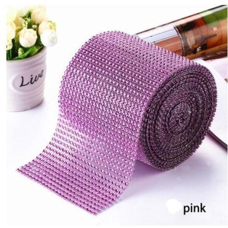 1yard Sparkling colorful Plated Diamond Mesh Wrap Crystal Rhinestone Ribbon Accessories (616L) - Image 26