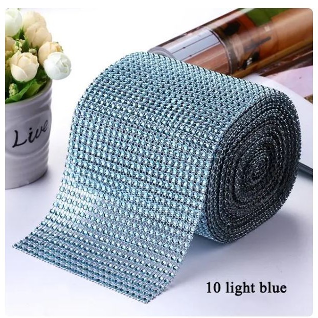 1yard Sparkling colorful Plated Diamond Mesh Wrap Crystal Rhinestone Ribbon Accessories (616L) - Image 27