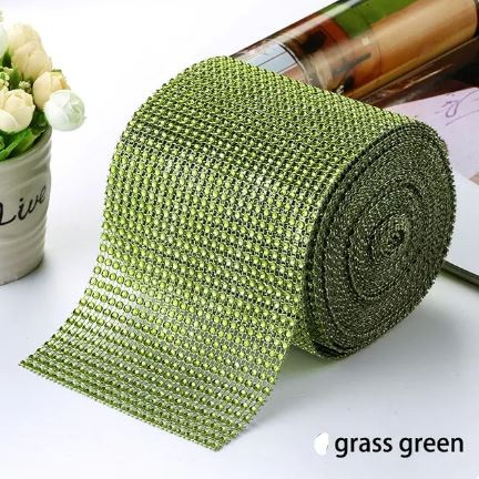 1yard Sparkling colorful Plated Diamond Mesh Wrap Crystal Rhinestone Ribbon Accessories (616L) - Image 28