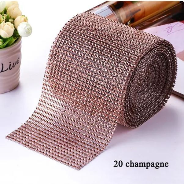 1yard Sparkling colorful Plated Diamond Mesh Wrap Crystal Rhinestone Ribbon Accessories (616L) - Image 29