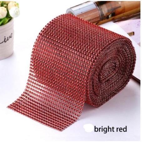 1yard Sparkling colorful Plated Diamond Mesh Wrap Crystal Rhinestone Ribbon Accessories (616L) - Image 30