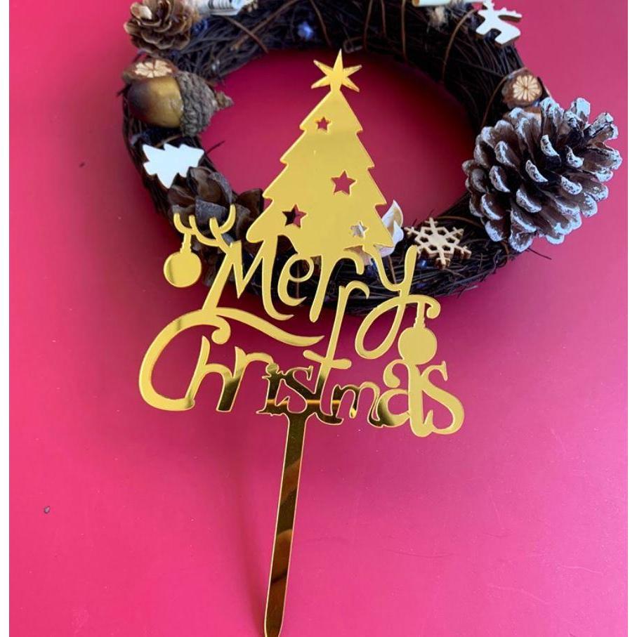 Cake Decorations Acrylic Gold Red Sliver Merry Christmas Letter Happy New Year Dessert Cupcake Toppers Christmas(1000L) - Image 21
