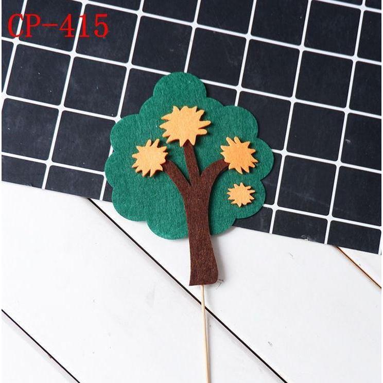 Cyuan Felt Green Trees Cake Toppers Woodland Jungle Party Happy Birthday ChildrenPartyBabyShowerBoyCakeDecoration(1145L) - Image 22