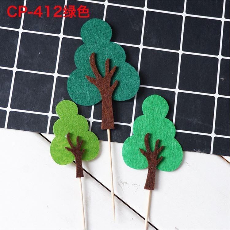 Cyuan Felt Green Trees Cake Toppers Woodland Jungle Party Happy Birthday ChildrenPartyBabyShowerBoyCakeDecoration(1145L) - Image 25