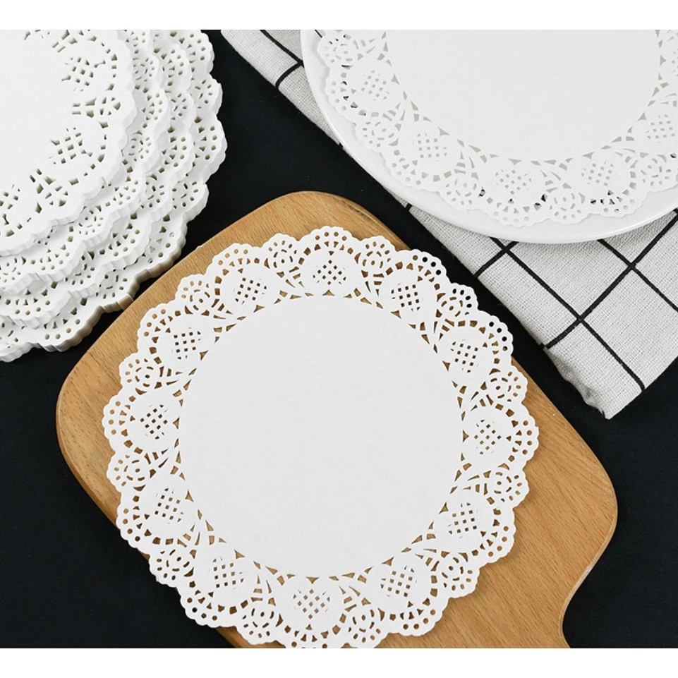 1 Set Of Round/Ellipse Cake Flower Base Paper Baking Oil-Absorbent Paper Lace Paper Fried Dessert Paper(1272L) - Image 25