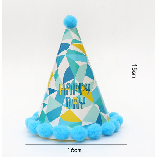 NEW Baby Kid Rainbow Birthday Party Hat Child Crown Decoration Pompon Paper Cap Cartoon Pattern Festival Colorful(1336L) - Image 38