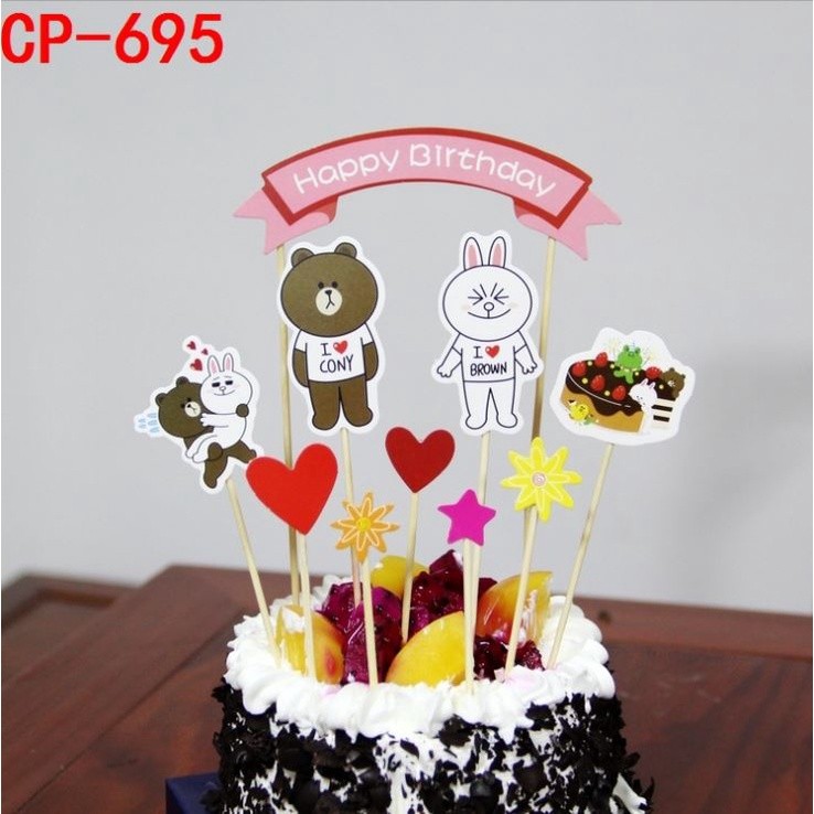 1set/pack Superhero Unicorn Happy Birthday Party Avengers Hello Kitty Cake Topper Kids Favors Decorate With Stick(1136L) - Image 21