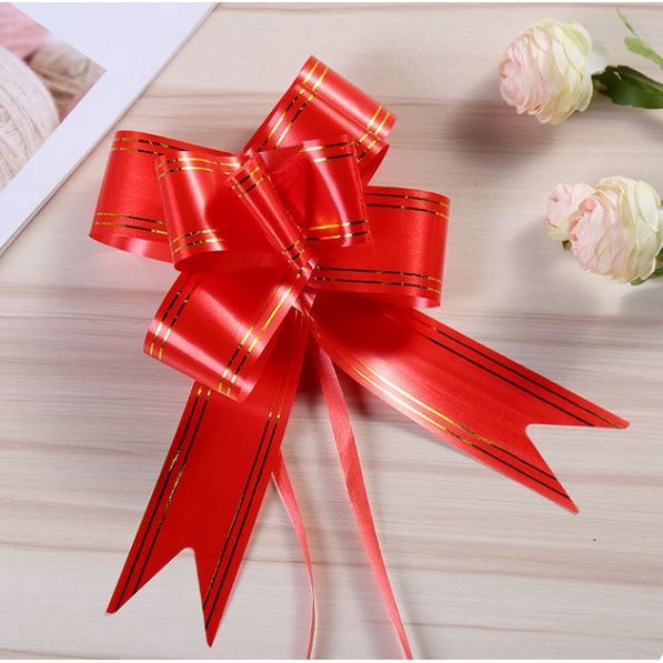 5pcs/pack 45# Large Pull Bows Flower Ribbon (Gold) For Wrapping Gift Decorate Wedding Car Party Christmas (1421) - Image 21
