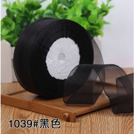 50yard 2/2.5cm Organza Ribbon gift wrapping decoration Christmas silk ribbons for Wedding DIY Craft(1074L) - Image 22