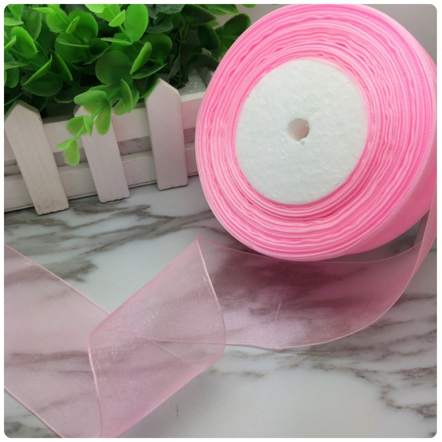 50yard 2/2.5cm Organza Ribbon gift wrapping decoration Christmas silk ribbons for Wedding DIY Craft(1074L) - Image 25