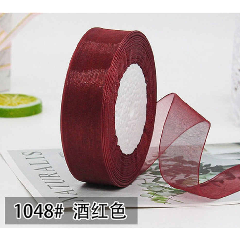 50yard 2/2.5cm Organza Ribbon gift wrapping decoration Christmas silk ribbons for Wedding DIY Craft(1074L) - Image 28