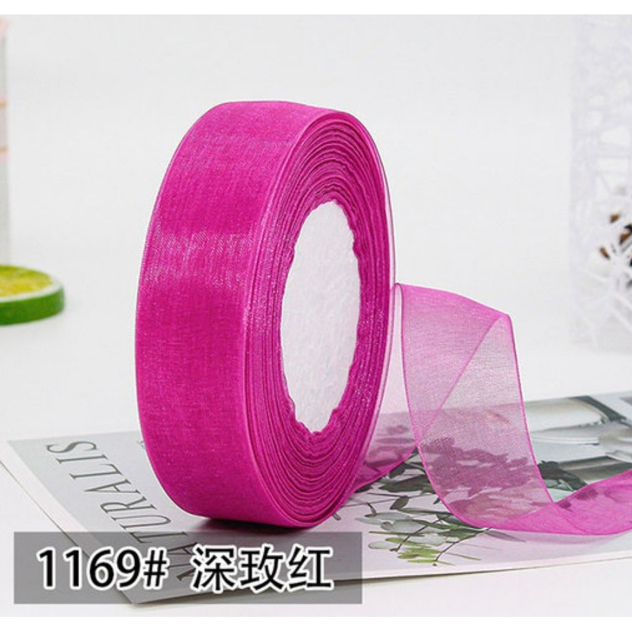 50yard 2/2.5cm Organza Ribbon gift wrapping decoration Christmas silk ribbons for Wedding DIY Craft(1074L) - Image 29