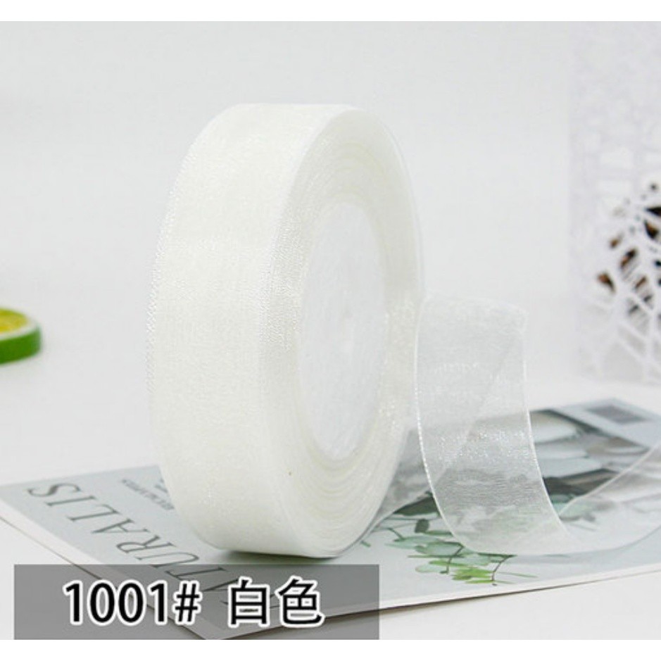 50yard 2/2.5cm Organza Ribbon gift wrapping decoration Christmas silk ribbons for Wedding DIY Craft(1074L) - Image 31