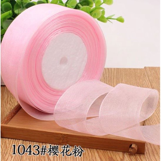 50yard 2/2.5cm Organza Ribbon gift wrapping decoration Christmas silk ribbons for Wedding DIY Craft(1074L) - Image 37