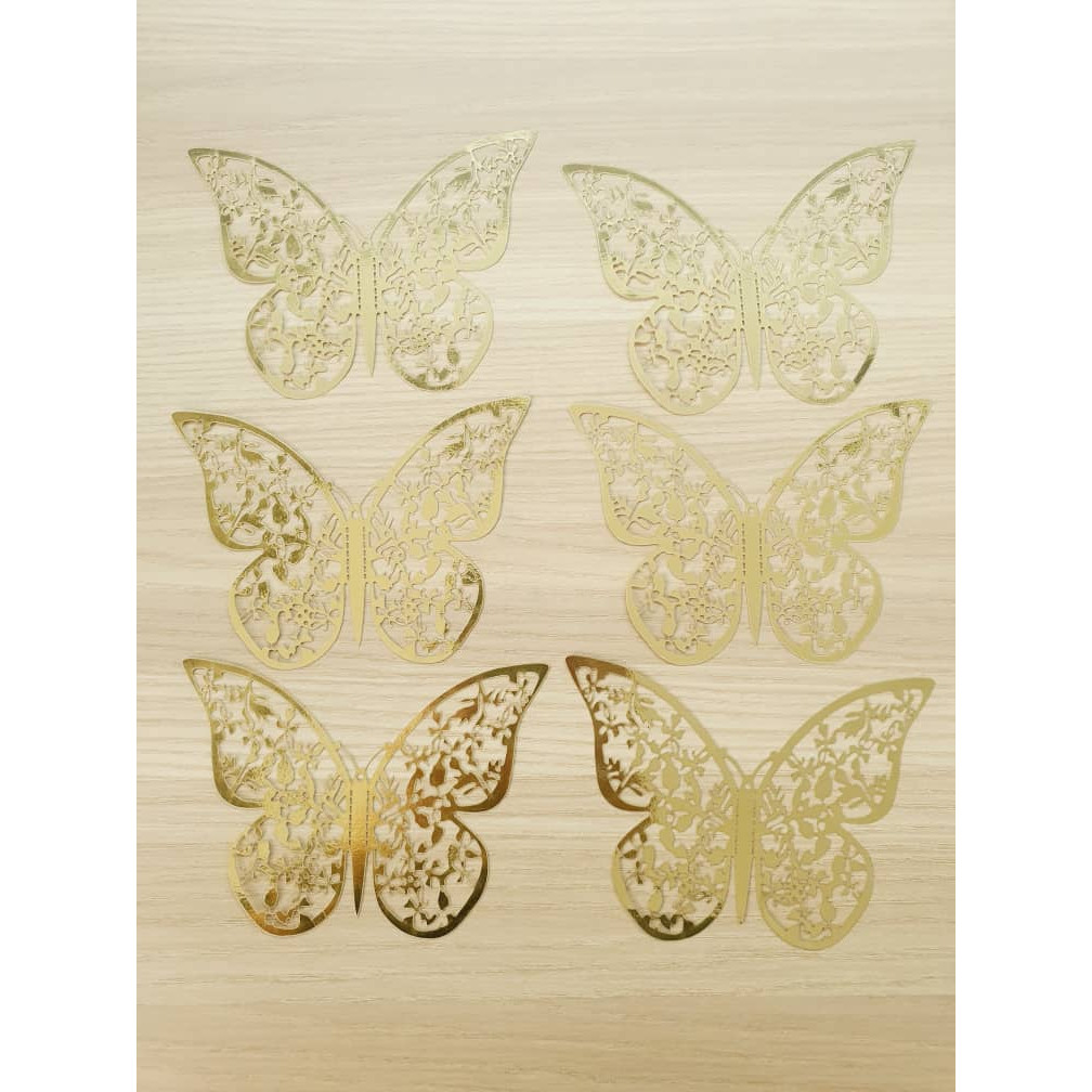 1set Wall Stickers 3D Hollow Rosegold Butterfly Decorative Sticker for Home Living Room Bedroom Kids Room双面蝴蝶(2558L) - Image 28