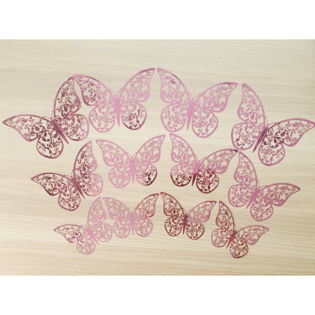 1set Wall Stickers 3D Hollow Rosegold Butterfly Decorative Sticker for Home Living Room Bedroom Kids Room双面蝴蝶(2558L) - Image 33