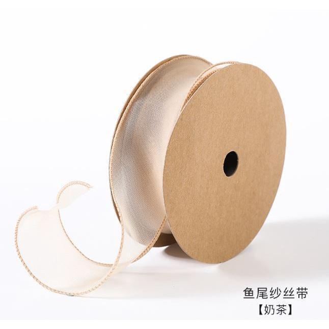 4cm*1yard Plain Fishtail Yarn Ribbon Bouquet Packaging Material Flower Baking Lace Ribbon 鱼尾纱波浪纱丝带纱带 (1924L) - Image 22