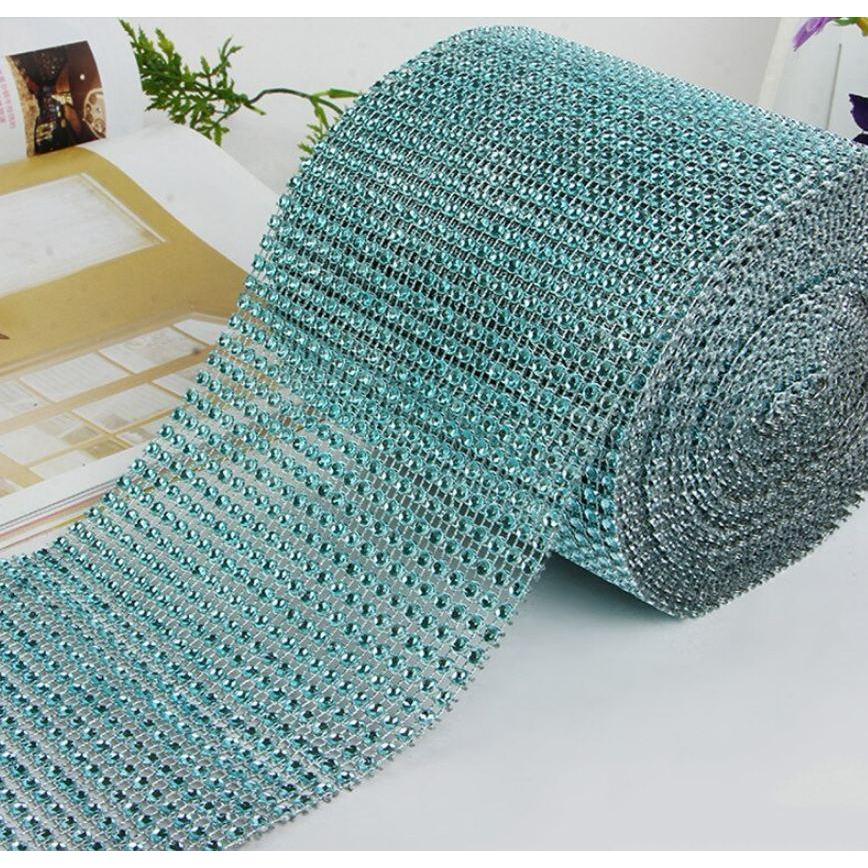 New 1yard Colorful Plastic Diamond Rhinestone Mesh Ribbon Roll Sparking Wedding Ornament 24 Rows Decorative(910L) - Image 21